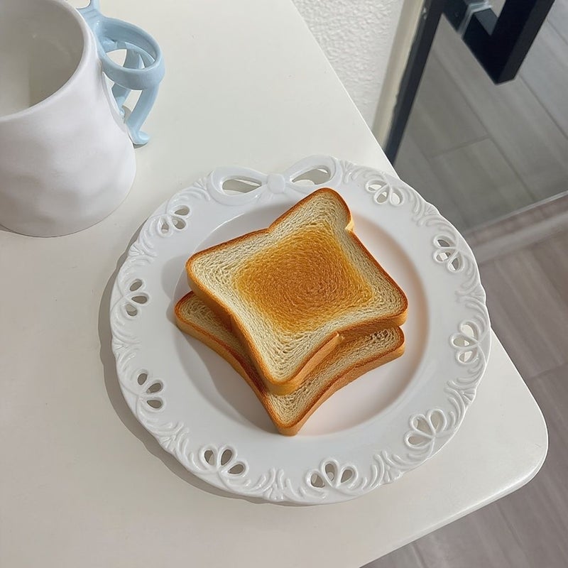 White Bow Cutout Plate Retro Hollowed Out Dessert Cake Plate French Relief Home Dish Western Tableware - Image 5