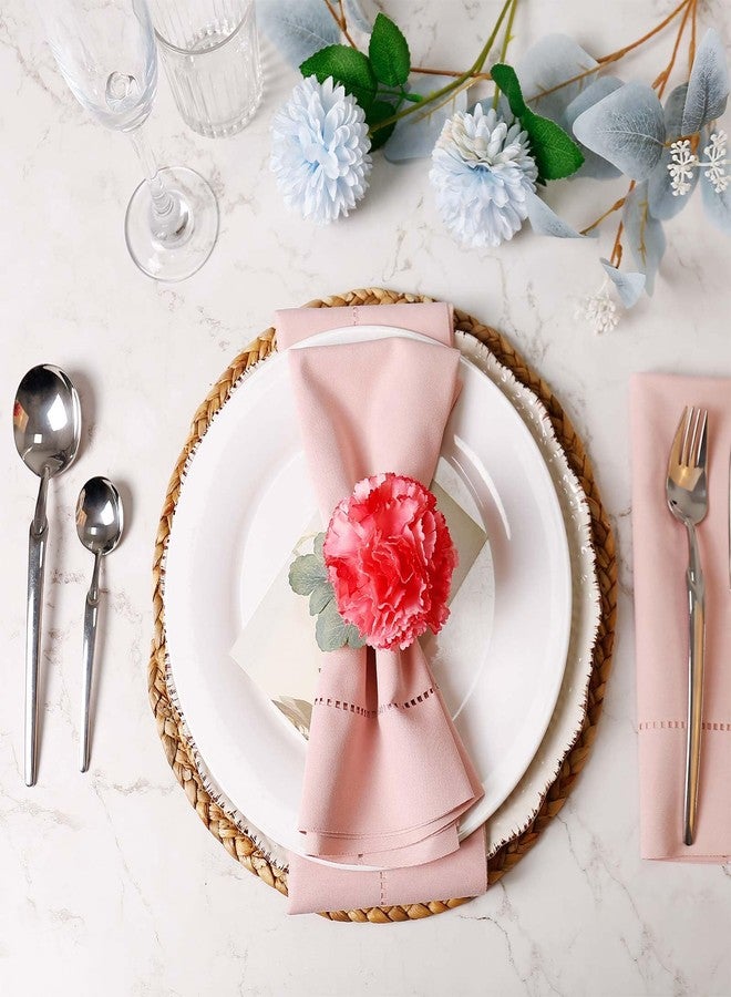 wonlex Pink Flower Napkin Rings Set of 6, Faux Carnation Napkin Ring Serviette Buckles for Mother's Day, Valentines Day, Family Party, Table Decor, Dinner Setting (Pink Carnation) - Image 3