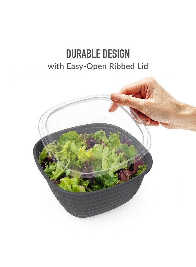 بنتجو Bentgo Prep - أوعية ذات حجرة واحدة مع أغطية ملائمة حسب الطلب - قابلة لإعادة الاستخدام، ومناسبة للاستخدام في الميكروويف، ومتينة وخالية من مادة BPA، وآمنة للاستخدام في الفريزر وغسالة الأطباق، وحاويات تخزين طعام لتحضير الوجبات - 10 أوعية و10 أغطية (جرافيت) - Image 5