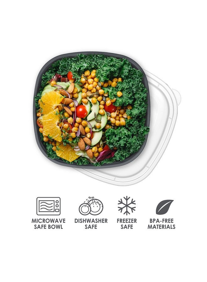 بنتجو Bentgo Prep - أوعية ذات حجرة واحدة مع أغطية ملائمة حسب الطلب - قابلة لإعادة الاستخدام، ومناسبة للاستخدام في الميكروويف، ومتينة وخالية من مادة BPA، وآمنة للاستخدام في الفريزر وغسالة الأطباق، وحاويات تخزين طعام لتحضير الوجبات - 10 أوعية و10 أغطية (جرافيت) - Image 3