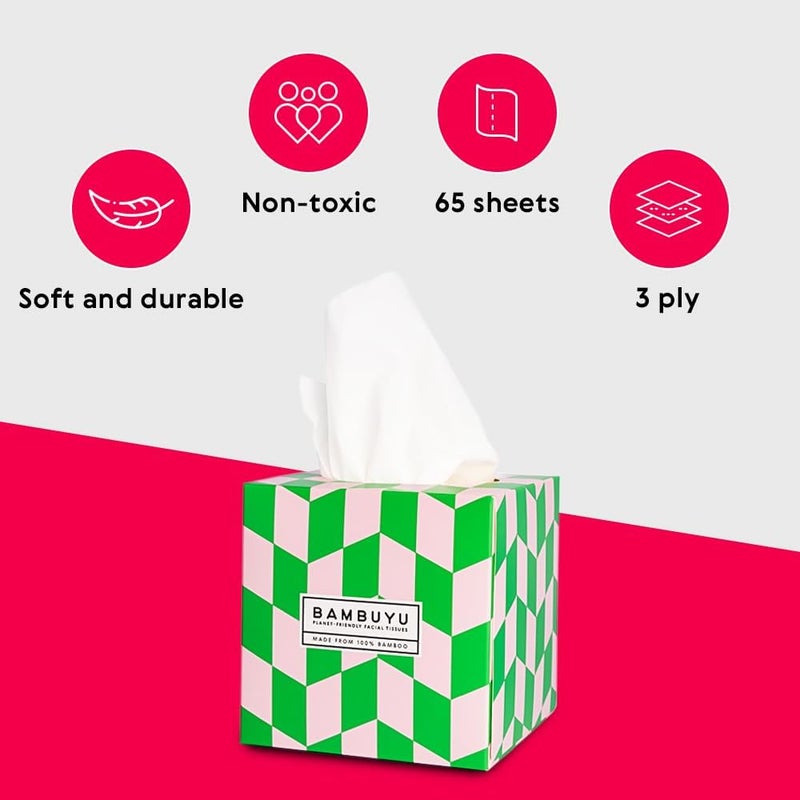 Bambuyu Bamboo Facial Tissue Cube Box. 12 boxes. Eco-Friendly, Plastic-free, Hypoallergenic, Soft and Absorbent, Sustainable Tissues - Image 5