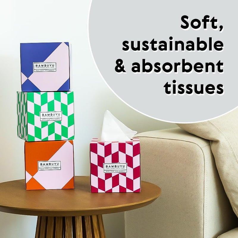 Bambuyu Bamboo Facial Tissue Cube Box. 12 boxes. Eco-Friendly, Plastic-free, Hypoallergenic, Soft and Absorbent, Sustainable Tissues - Image 2