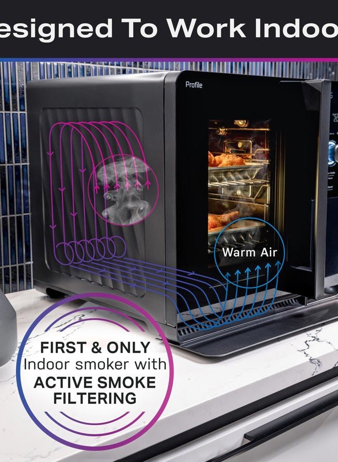 Profile GE Profile™ Smart Indoor Pellet Smoker + Accessories Bundle, Includes Four 1lb Bag of Pellets, Pellet Strainer, 20-pack of Drip Pan Liners, and Prep Tray - Image 4