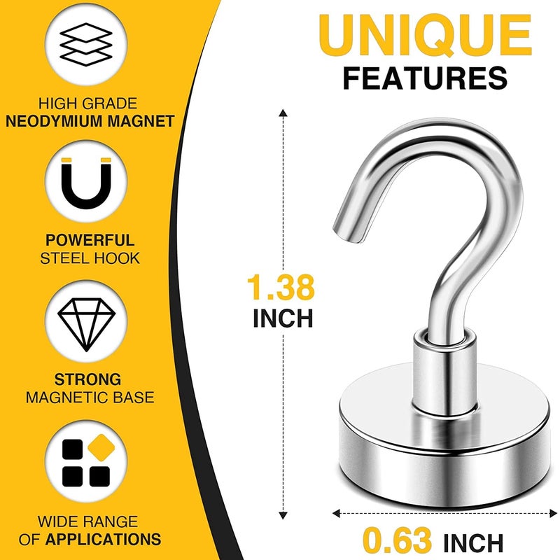 KASHPA CREATION Magnetic Hooks 27 lb Heavy Duty Earth Magnets with Hook for Refrigerator Extra Strong Cruise Hook for Hanging Magnetic Hanger for Cabins Grill 3 - Image 2