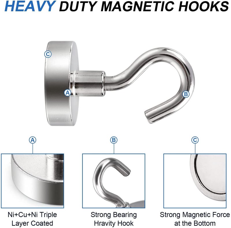 KASHPA CREATION Magnetic Hooks 27 lb Heavy Duty Earth Magnets with Hook for Refrigerator Extra Strong Cruise Hook for Hanging Magnetic Hanger for Cabins Grill 3 - Image 4