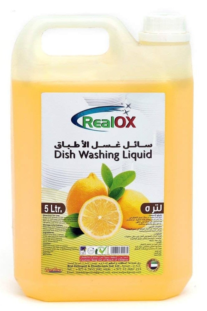 RealOx Dish Washing Liquid 5L – Powerful Grease Cutter with Fresh Lemon Fragrance - Image 1
