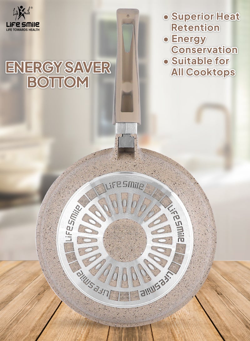 Life Smile Granite Nonstick Fry Pan Set – 20cm, 24cm, 28cm | Multi-Layer Nonstick Coating, Energy Saver Bottom, Ergonomic Handle, PFOA-Free Cookware - Image 2