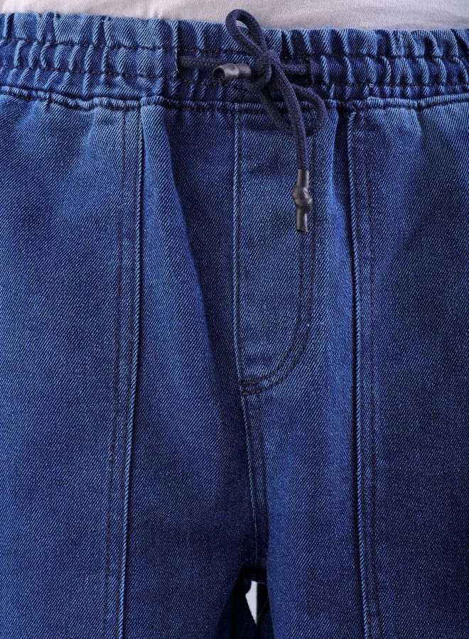 The Indian Garage Co Men Relaxed Fit Solid Mid-Rise Denim Joggers