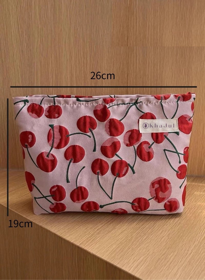 خاجول حلوة الكرز سعة كبيرة حقيبة النظافة المحمولة مناسبة للنساء 26 * 19CM - Image 2
