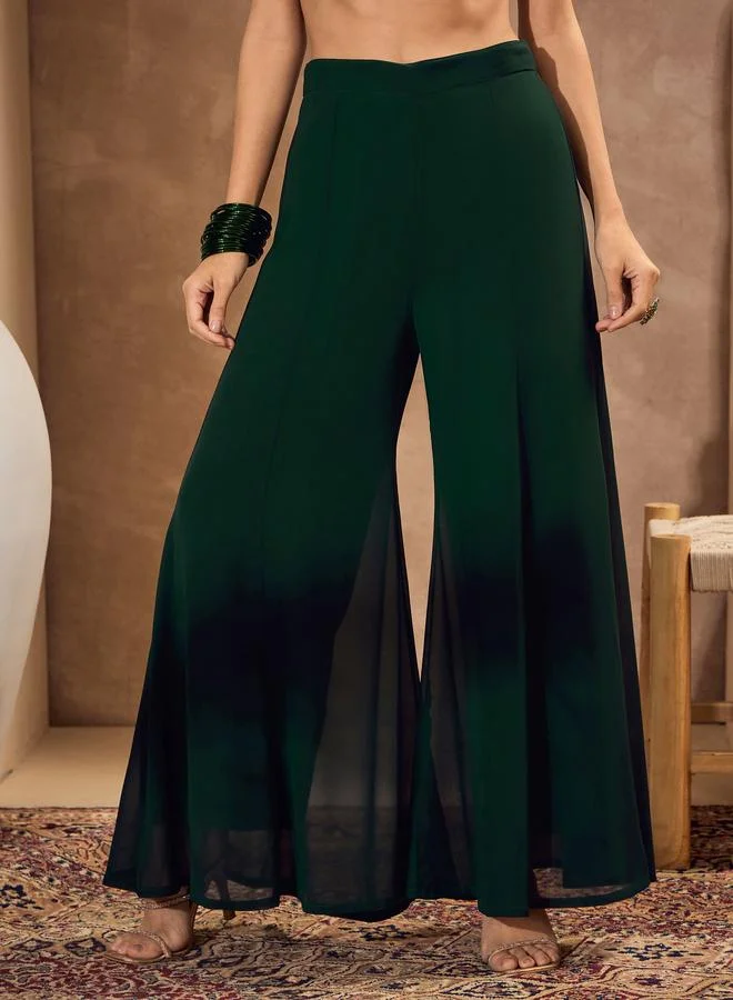 SASSAFRAS Sassafras Green Floral Print Kurta and Palazzo Pants Set