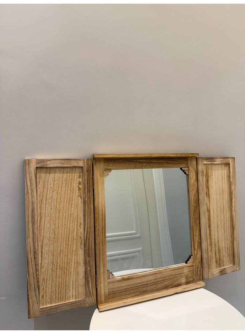 Hanging mirror or vanity mirror with decorative wooden doors, elegant and decorative for home decor  - Image 4