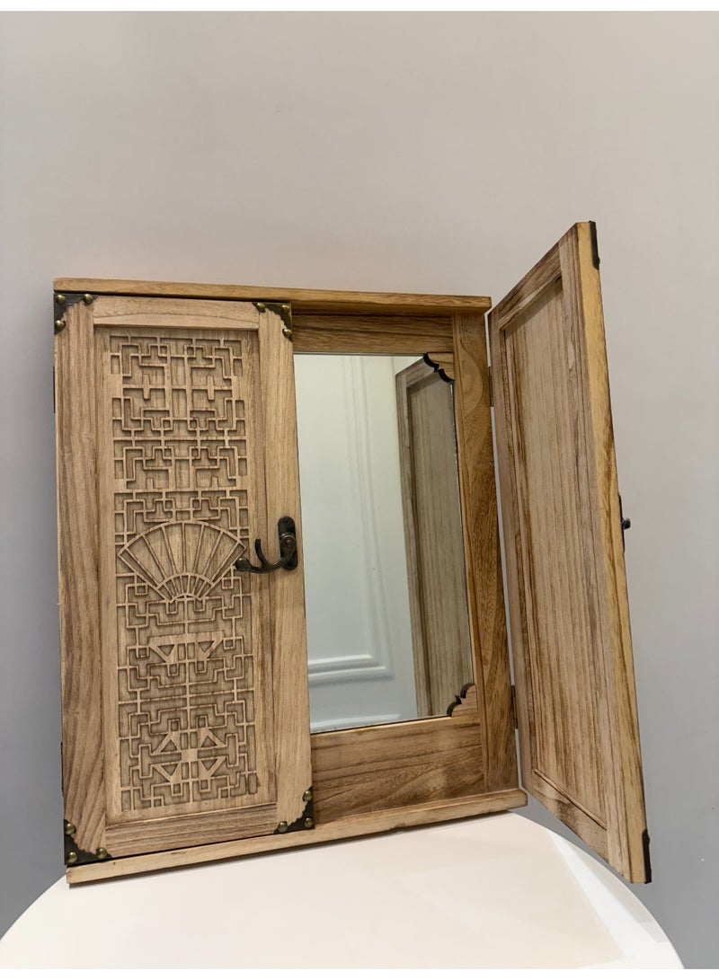 Hanging mirror or vanity mirror with decorative wooden doors, elegant and decorative for home decor  - Image 5