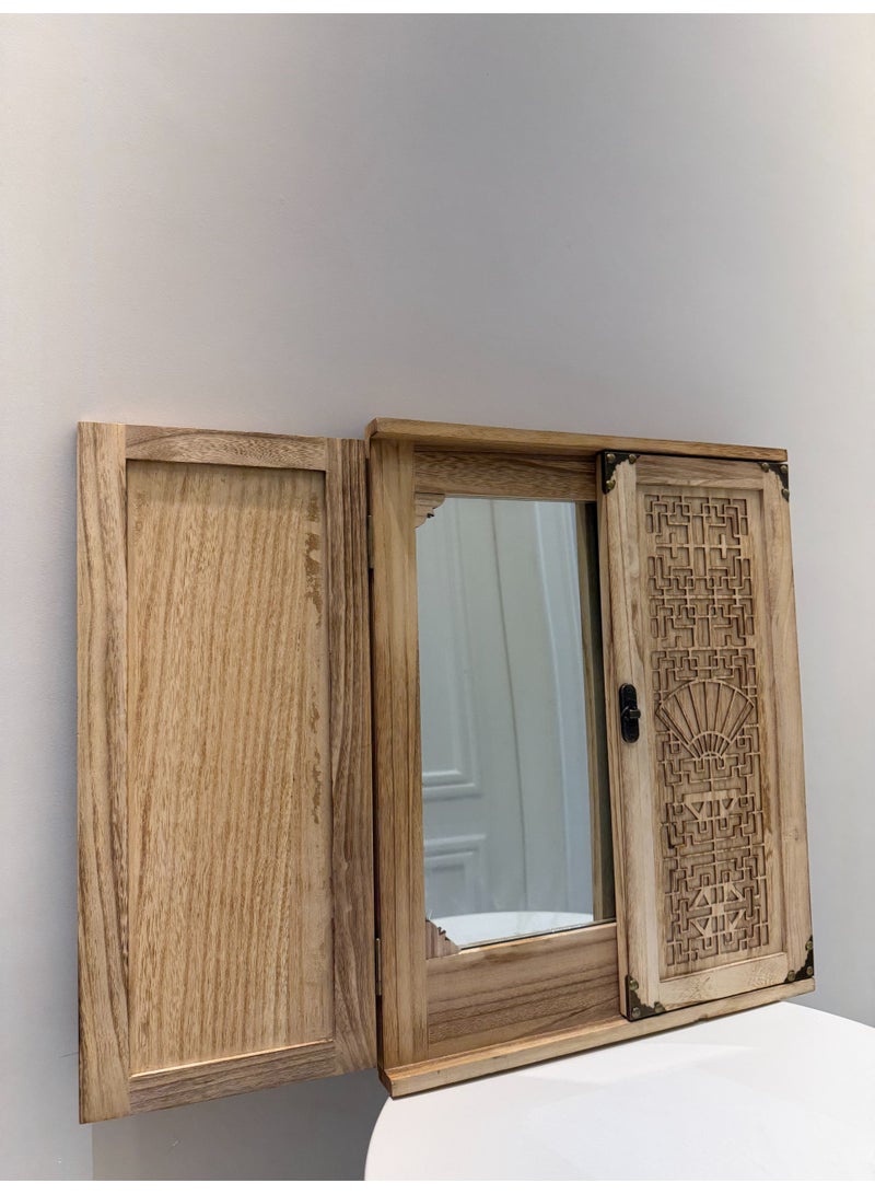Handcrafted Wooden Wall Mirror with Double Decorative Doors – Elegant Vintage Home Décor Piece - Image 5