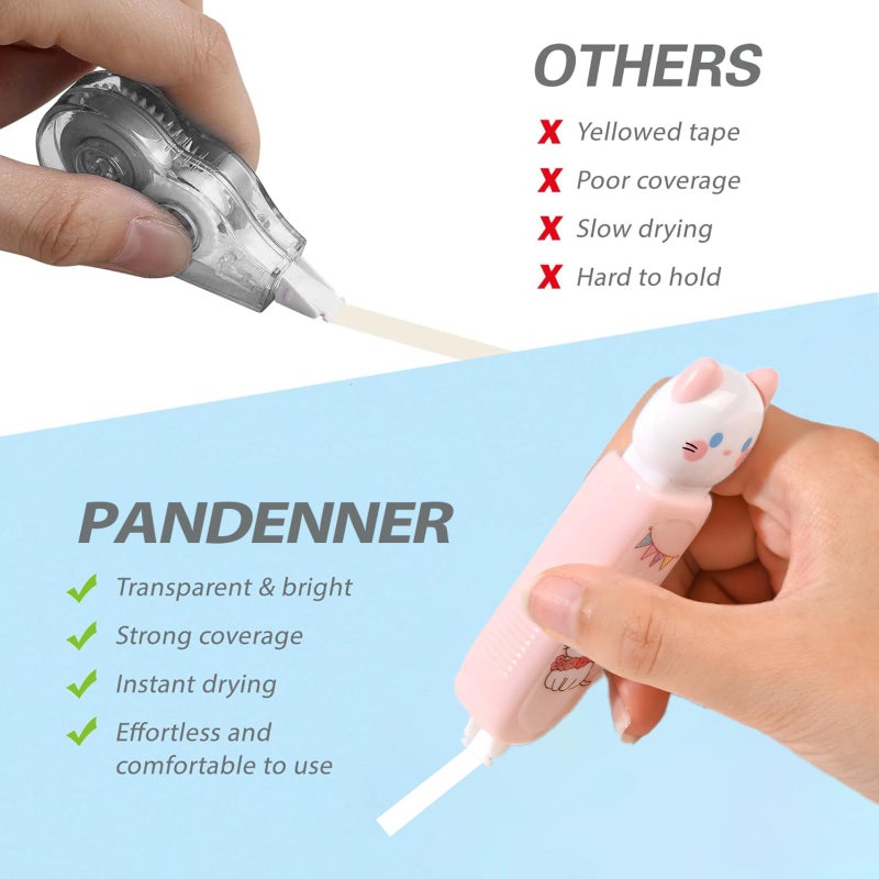 PANDENNER Correction Tape, Mini Retractable Correction Tape Pen, with Aesthetic Cute Cat Applicator,for Back To School Office Supplies. - Image 5