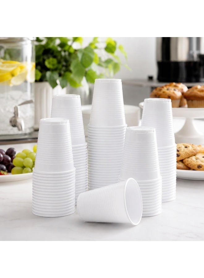 vsell24 6oz White Plastic Disposable Cups - Sturdy, Premium Quality for Parties & Events - Image 3