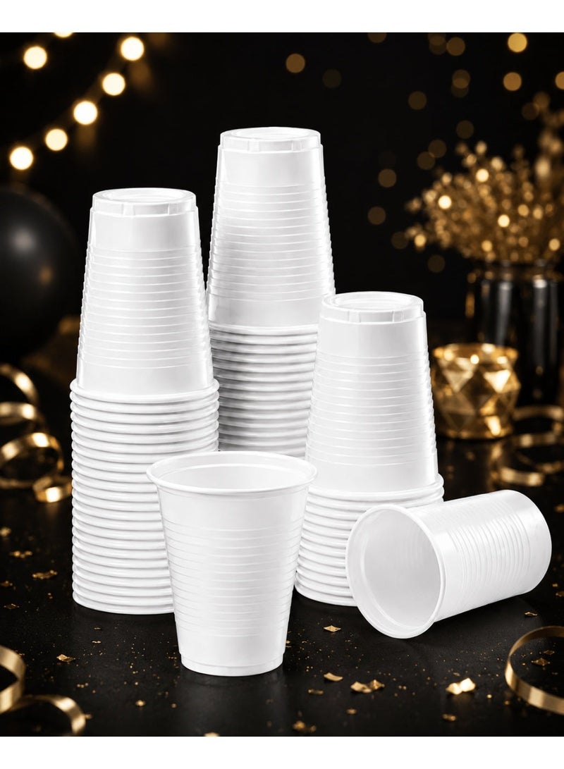vsell24 6oz White Plastic Disposable Cups - Sturdy, Premium Quality for Parties & Events - Image 4