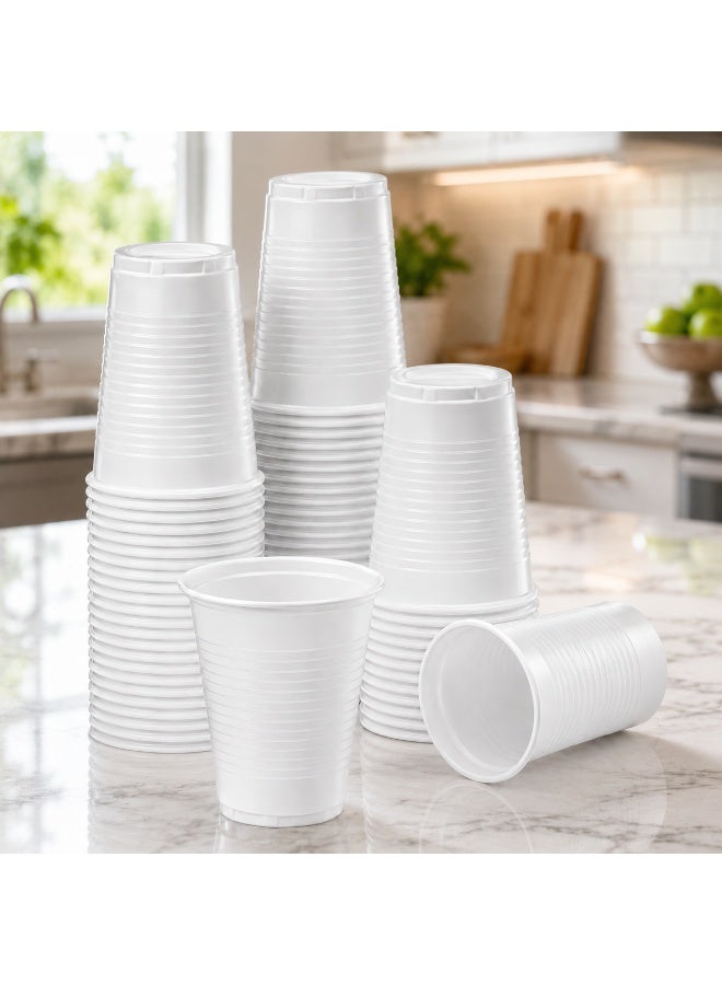 vsell24 6oz White Plastic Disposable Cups - Sturdy, Premium Quality for Parties & Events - Image 1