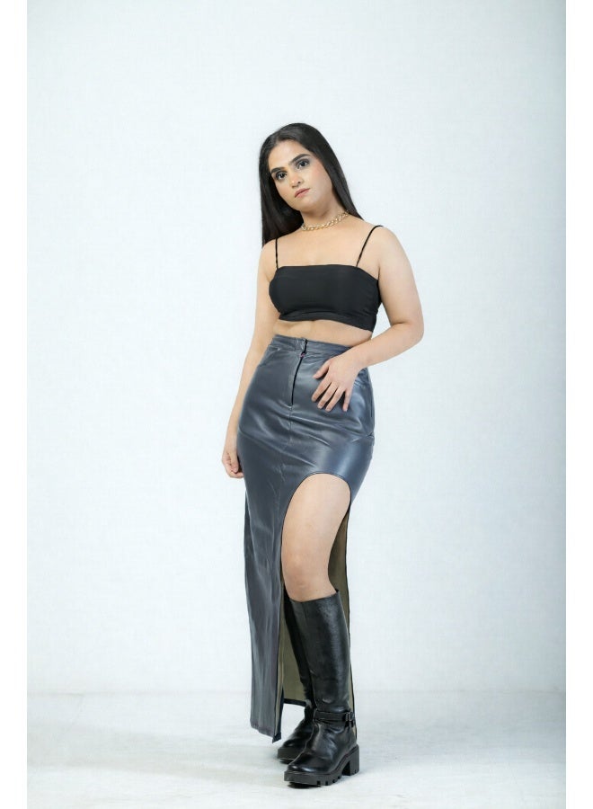 Bold Chic Rebel Babe Leather Skirt for Women - Image 3