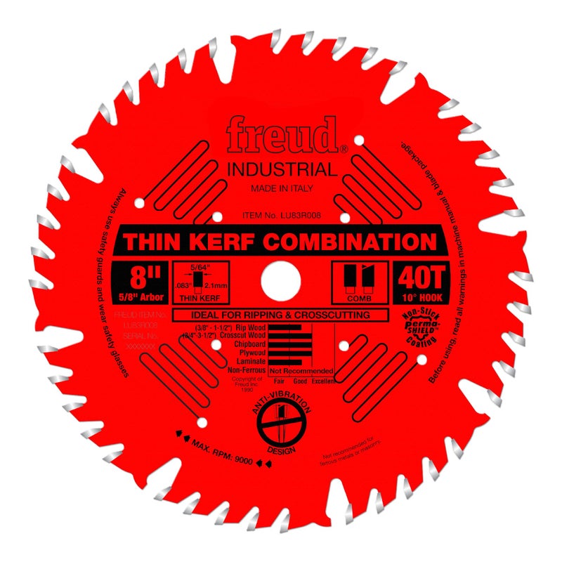 Freud LU83R008: 8" Thin Kerf Combination Blade - Image 1