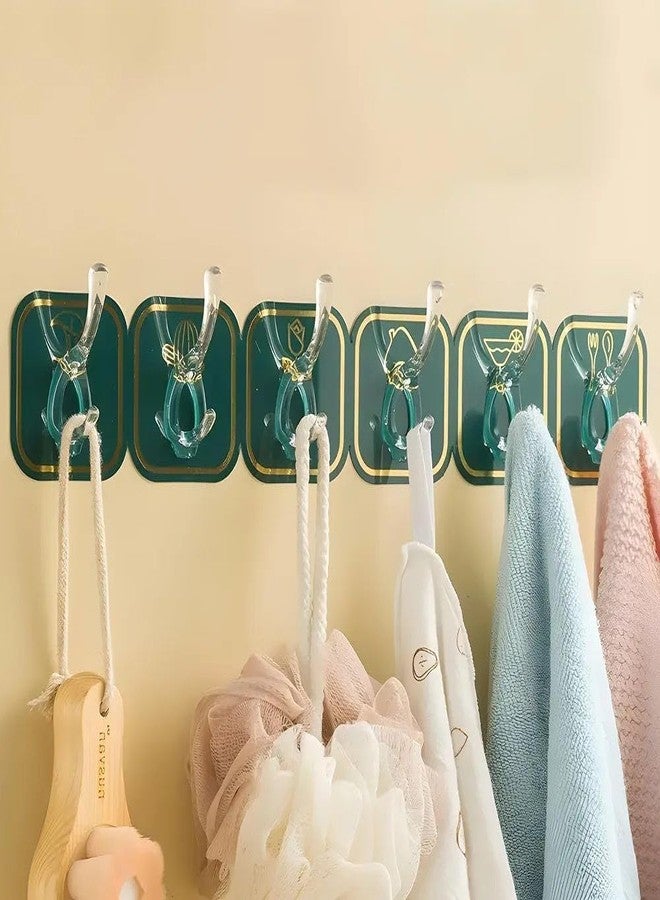 FLORISCA® 6 in 1 Self Adhesive Heavy Duty Colourful Sticker Wall Hook for Kitchen Hangers and Hooks Home Bathroom Bedroom Door Sticker Hooks for Walls Heavy Duty Sticky Hooks Pack of 1 - Image 1