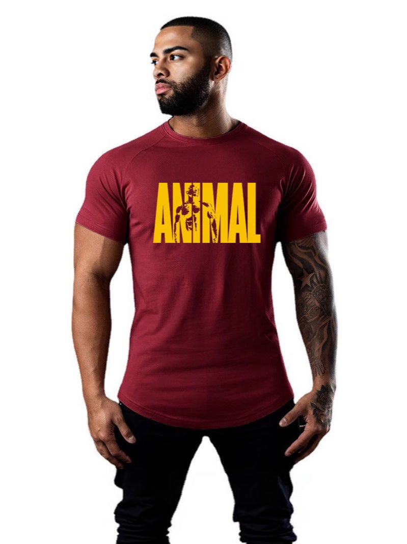 Men''s Summer Fitness Short-Sleeved Training T-Shirt Fitness Clothing Elastic Casual Sweat-Absorbent Breathable Training Clothing Round Neck Bottoming - Image 5