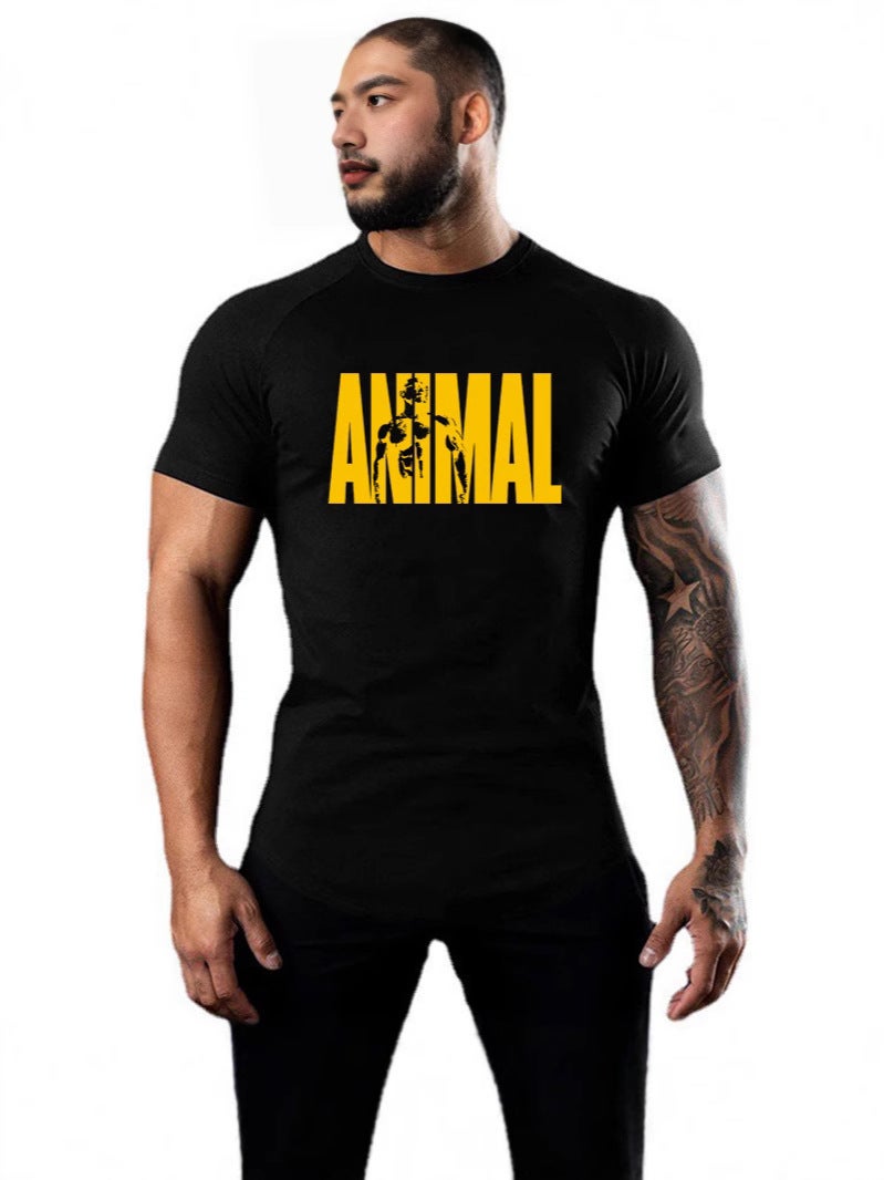 Men''s Summer Fitness Short-Sleeved Training T-Shirt Fitness Clothing Elastic Casual Sweat-Absorbent Breathable Training Clothing Round Neck Bottoming - Image 2
