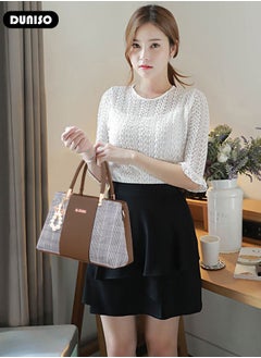 DUNISO Women's Fashion Handbag Faux Leather Crossbody Bag For Women Large Capacity Bow Trim Tote Bags Top Handle Satchel Fashionable Travel Shoulder Bag For Ladies  - Image 3