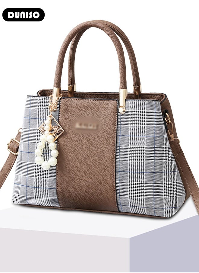 DUNISO - Women's Fashion Handbag Faux Leather Crossbody Bag For Women Large Capacity Bow Trim Tote Bags Top Handle Satchel Fashionable Travel Shoulder Bag For Ladies - Image 1