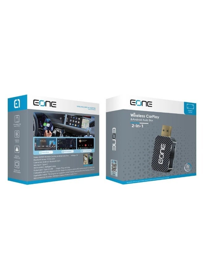 Eone 2-in-1 Wireless CarPlay Adapter with Android Auto, Fast Connection, and Plug & Play with Type-C Port - Image 3