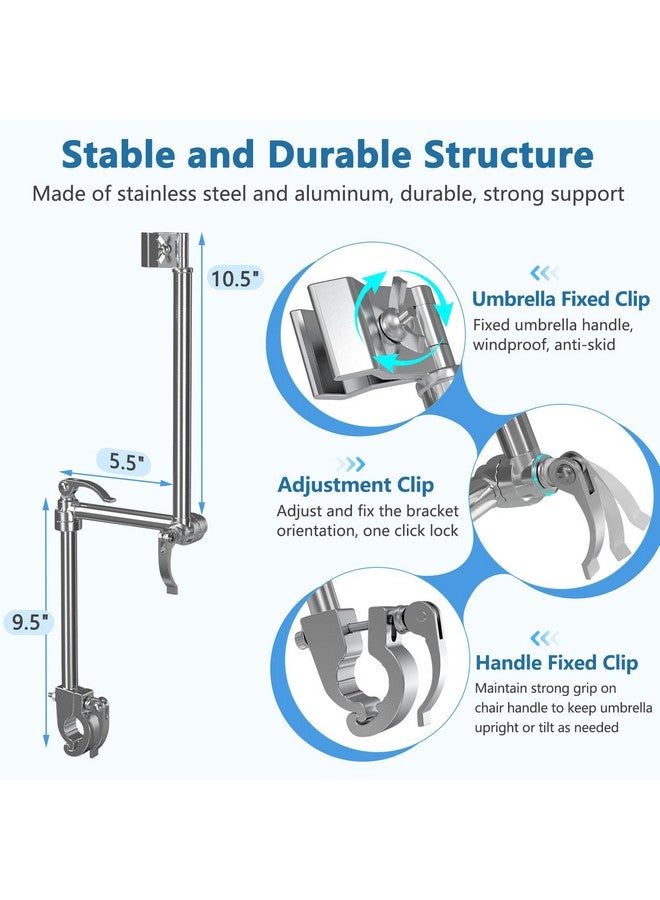 KAAMOS Bicycle Umbrella Mount Stand Holder, Stroller Wheelchair Umbrella Holder Hands Free, Chair Umbrella Clamp Clip, Bicycle Umbrella Attachment, Adjustable Bleacher Umbrella Stand for Bicycle Handlebars - Image 3