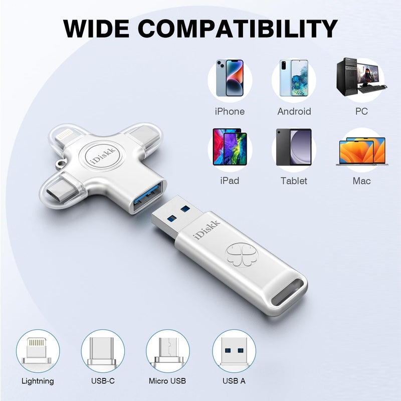 iDiskk Photo Stick for 128GB USB Flash Drive - Memory Stick Storage to Transfer & auto Backup Photos/Videos/Fies,Photo Stick for iPhone,iPad, Android, Mac & PC - Image 3