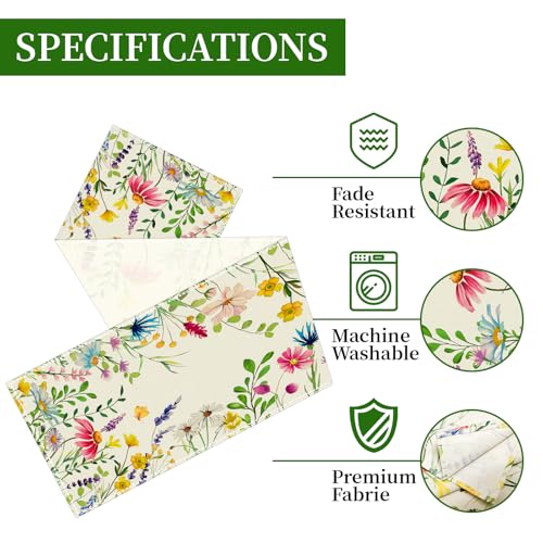 Bloss Spring Table Runner 72inch Long, Lavender Daisy Summer Floral Table Runner, Easter Tables Runners for Kitchen Dining Tables Decor,Wedding,Daily Party Decor,13x72 Inch - Image 5