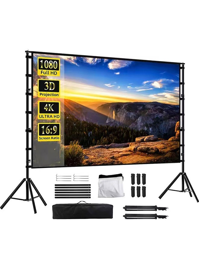 Portable 120-Inch 16:9 Foldable Projection Soft Screen (Milk Silk Projection Cloth), With A Tripod Stand And Portable Storage Bag No Wrinkles, Home High-Definition 4K Projection Screen, Suitable For Indoor Home Theaters, Outdoor Backyard Viewing, And Outdoor And Travel Scenarios - Image 1