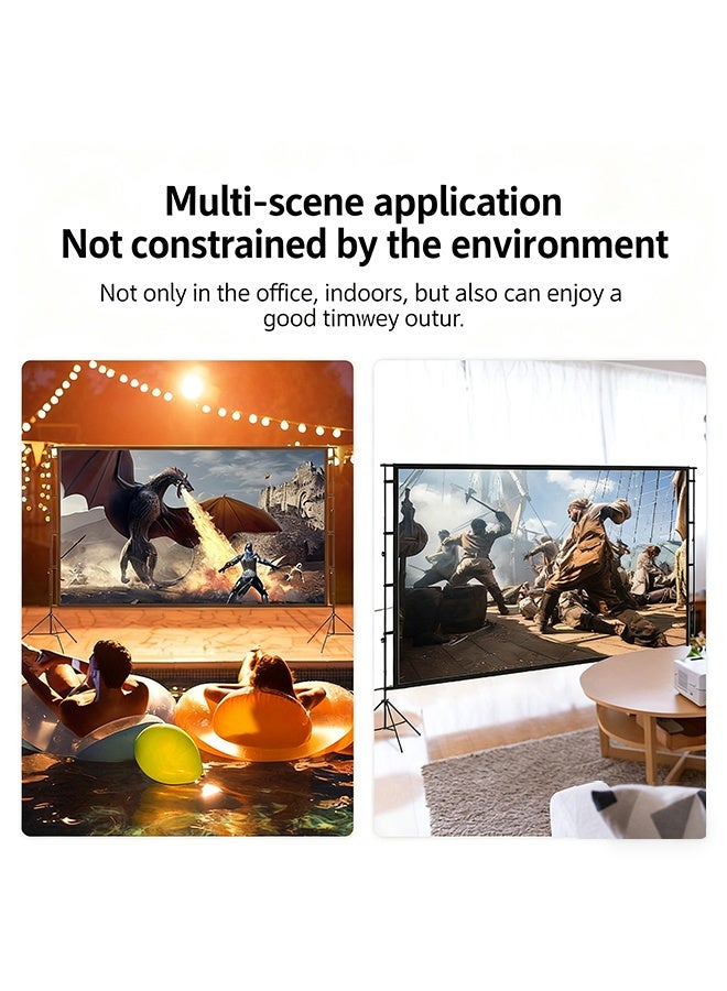 Portable 120-Inch 16:9 Foldable Projection Soft Screen (Milk Silk Projection Cloth), With A Tripod Stand And Portable Storage Bag No Wrinkles, Home High-Definition 4K Projection Screen, Suitable For Indoor Home Theaters, Outdoor Backyard Viewing, And Outdoor And Travel Scenarios - Image 3