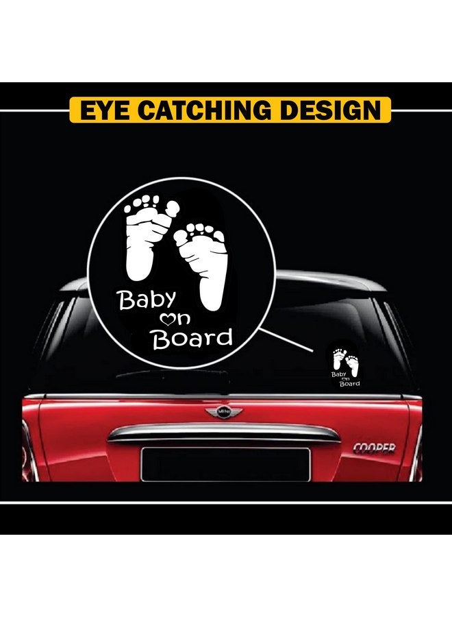 TOTOMO TOTOMO Baby on Board Sticker for Cars Funny Cute Safety Caution Decal Sign for Car Window and Bumper No Need for Magnet or Suction Cup - Footprint - Image 2