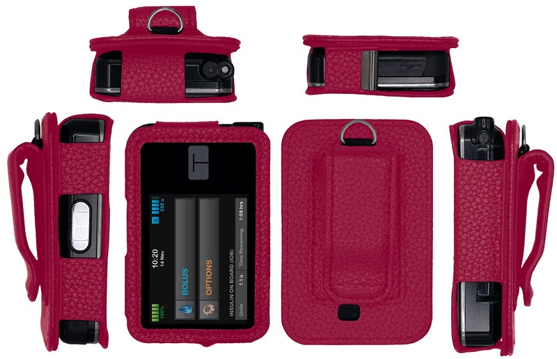 Fitted Leather Case with Screen Protector for Tandem Insulin Pump Tandem tSlim X2 HOT Pink