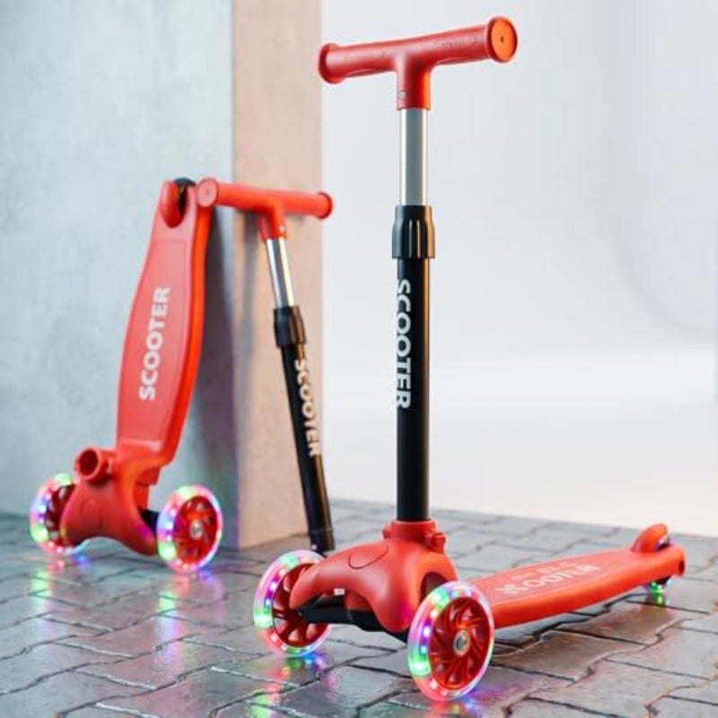 Tronix Skate Scooter for with LED PU Wheels 3 Wheel Kick Scooter with Adjustable Handlebar Gravity Steering and Rear Brake Foldable Scooter for Boys Girls 3 5 Years - Image 1
