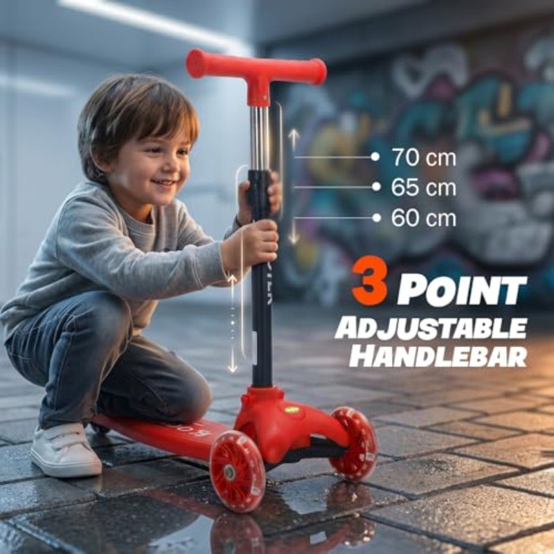 Tronix Skate Scooter for with LED PU Wheels 3 Wheel Kick Scooter with Adjustable Handlebar Gravity Steering and Rear Brake Foldable Scooter for Boys Girls 3 5 Years - Image 4