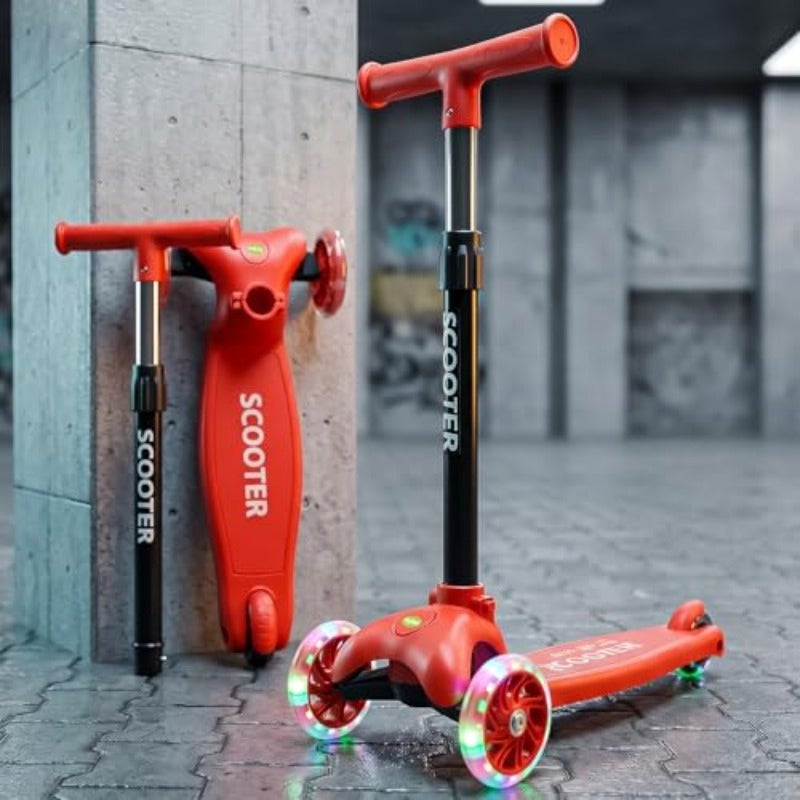 Tronix Skate Scooter for with LED PU Wheels 3 Wheel Kick Scooter with Adjustable Handlebar Gravity Steering and Rear Brake Foldable Scooter for Boys Girls 3 5 Years - Image 2