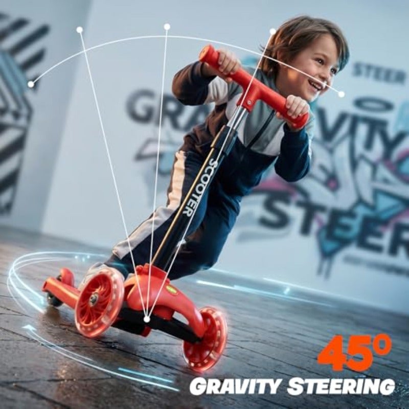 Tronix Skate Scooter for with LED PU Wheels 3 Wheel Kick Scooter with Adjustable Handlebar Gravity Steering and Rear Brake Foldable Scooter for Boys Girls 3 5 Years - Image 5