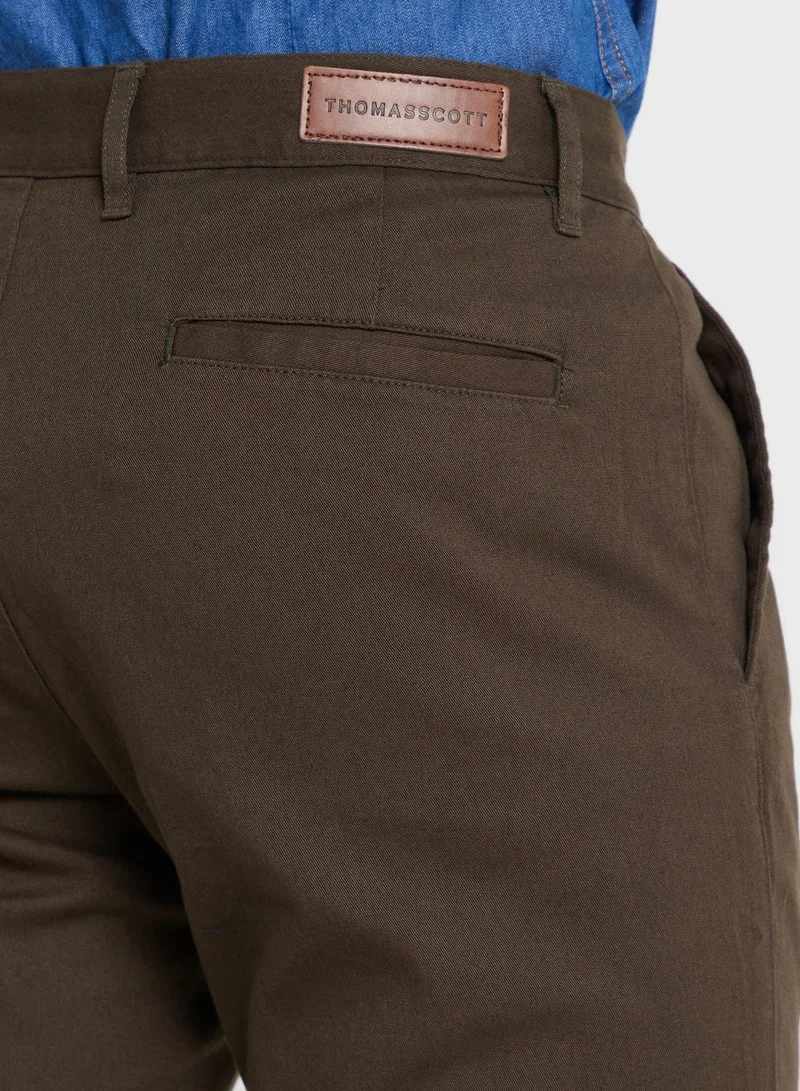 توماس سكوت Thomas Scott Men Green Slim Fit Trousers