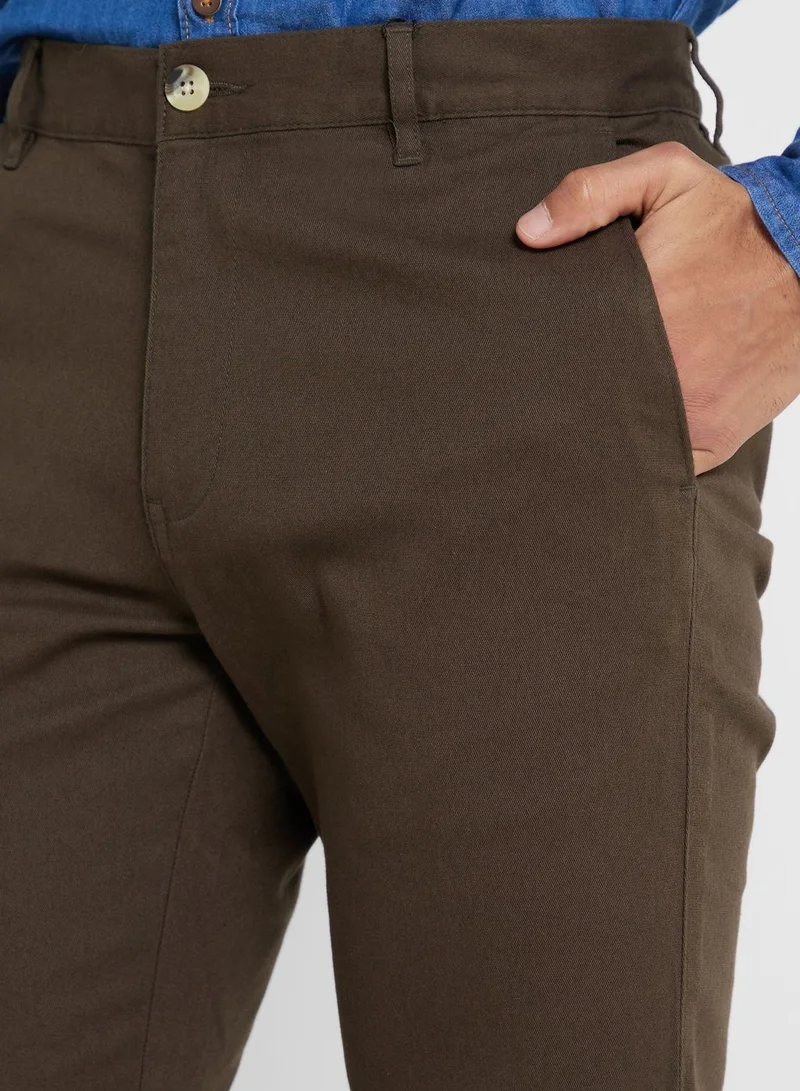 توماس سكوت Thomas Scott Men Green Slim Fit Trousers