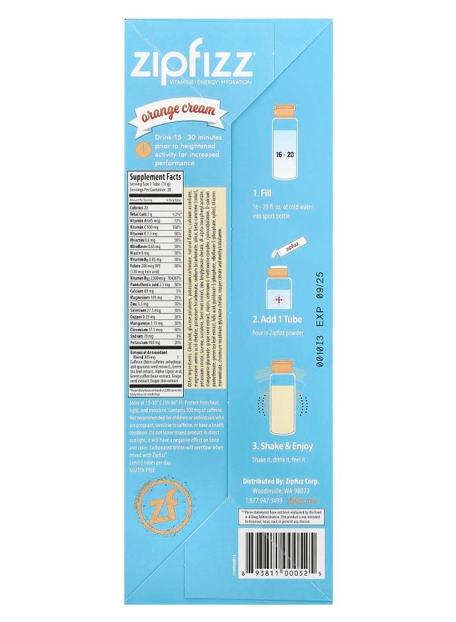 Zipfizz Energy Drink Mix Orange Cream 20 Tubes 0.39 oz (11 g) Each - Image 2