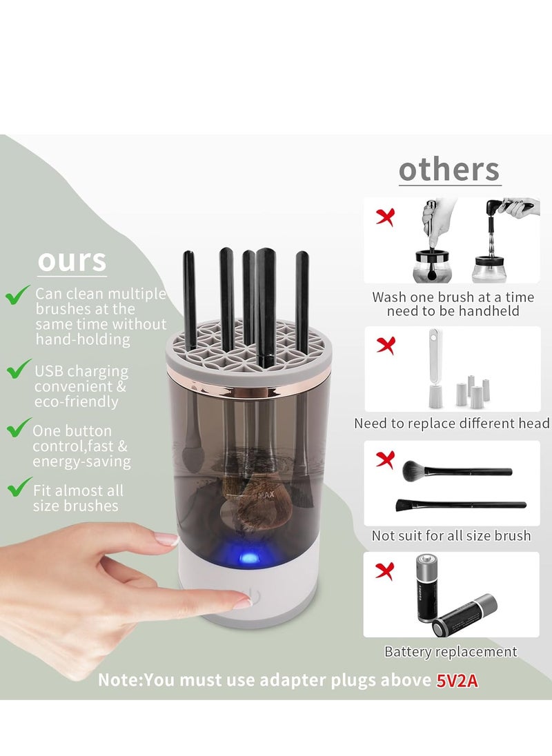 Generic - Electric Makeup Brush Cleaner Machine,USB Automatic Makeup Brush Cleaner,Quick Wash in Seconds Cosmetic Brushes Cleaning Tools,Hand Free Make up Brush Cleaner Set for Cleaning and Drying - Image 1