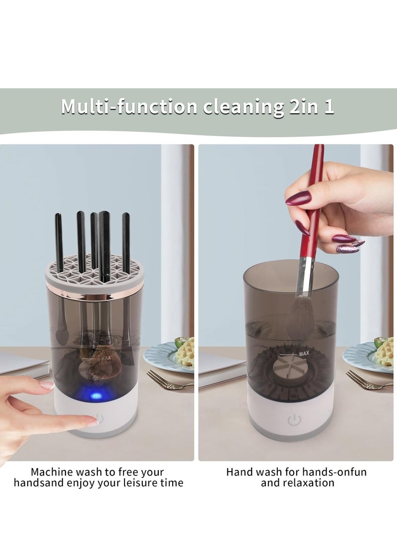 Generic - Electric Makeup Brush Cleaner Machine,USB Automatic Makeup Brush Cleaner,Quick Wash in Seconds Cosmetic Brushes Cleaning Tools,Hand Free Make up Brush Cleaner Set for Cleaning and Drying - Image 1