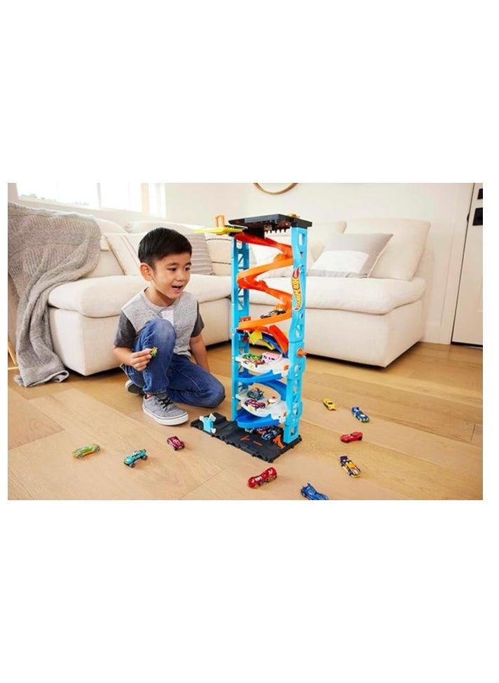 Hot Wheels BIN MATTEL HOT WHEELS CITY TRANSFORMING RACE TOWER  - Image 1
