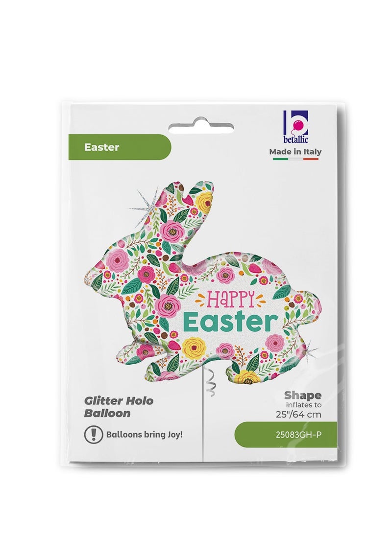 Betallic 25" Spring Flower Easter Bunny Foil Balloon - Image 2