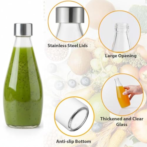 Glassbunny 250ml Transparent Glass Bottle with Stainless Steel Lid & Anti-Slip Bottom, Leak-Proof, Reusable Glass Bottle for Home, Office, Gym & Travel, Pack of 8 - Image 3