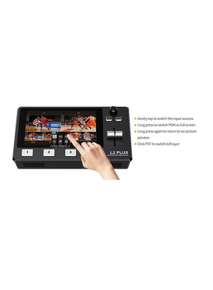 فيل وورلد FEELWORLD L2 PLUS متعدد الكاميرا خلاط الفيديو الجلاد 5.5 "لمس PTZ التحكم كروما مفتاح البث المباشر - Image 3