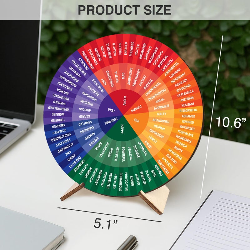 BOYESE Feelings Wheel Therapy Office Desk Decor, Double Sided Emotion Wheel Chart for Mental Health Decor, Counseling Office Must Haves, Therapist Gifts, Mental Health Feelings Chart (Wheel 10) - Image 3